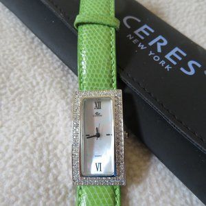 Ceres New York Lime Green Lizard Strap Watch NWOT